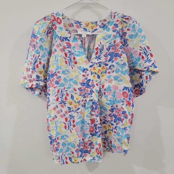 Charter Club Luxury Womens Linen Top Size Xs Floral Boho Colorful Beach Summer - Picture 1 of 6